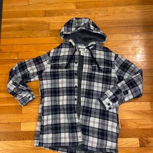 Plaid Hooded Men’s Fleece Lined Flannel